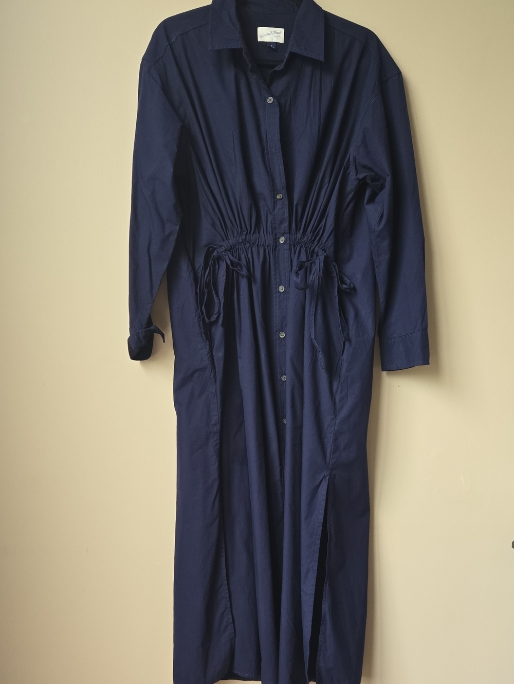 Universal Thread Navy Long-Sleeve Shirt Dress with Drawstring Waist
